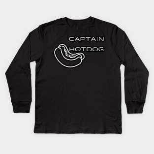 Captain Hotdog Typography White Design Kids Long Sleeve T-Shirt